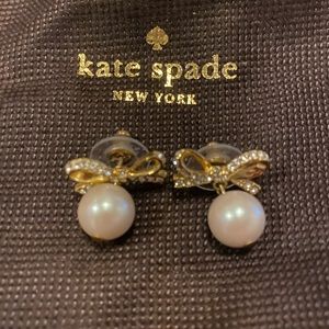 Kate Spade Rhinestone Bow and Pearl Earrings